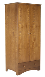 Shaker Double Door Wardrobe w\/1 Bottom Drawer, Interior Shelf & Clothes Rod, 36"W, 78"H